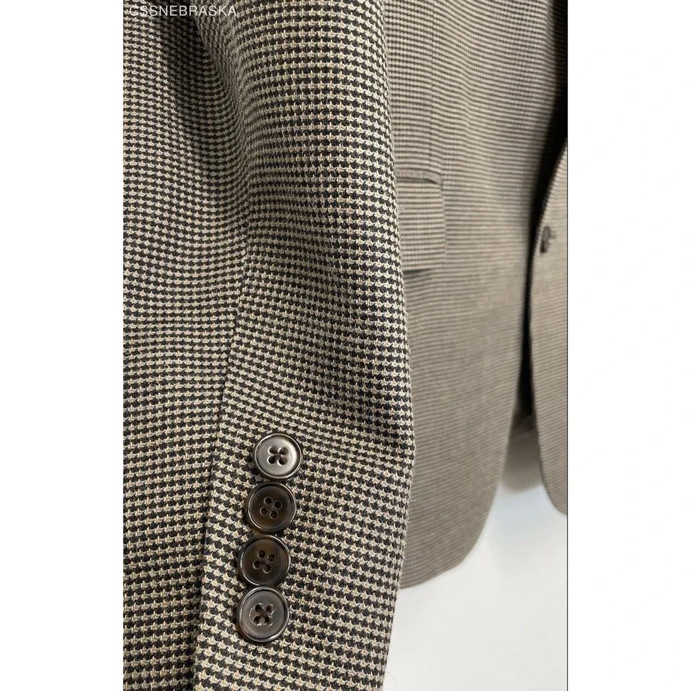 Joseph Abboud Tan Men's‎ Wool/Silk Glen Plaid Suit Sportcoat - Size 42R